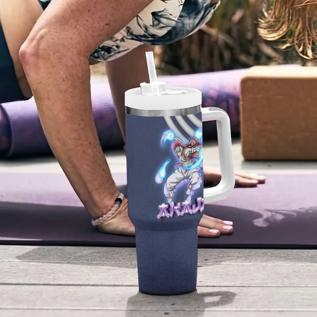 Akaza Demon Slayer Tumbler With Handle Mystic Aura Anime Ring Style