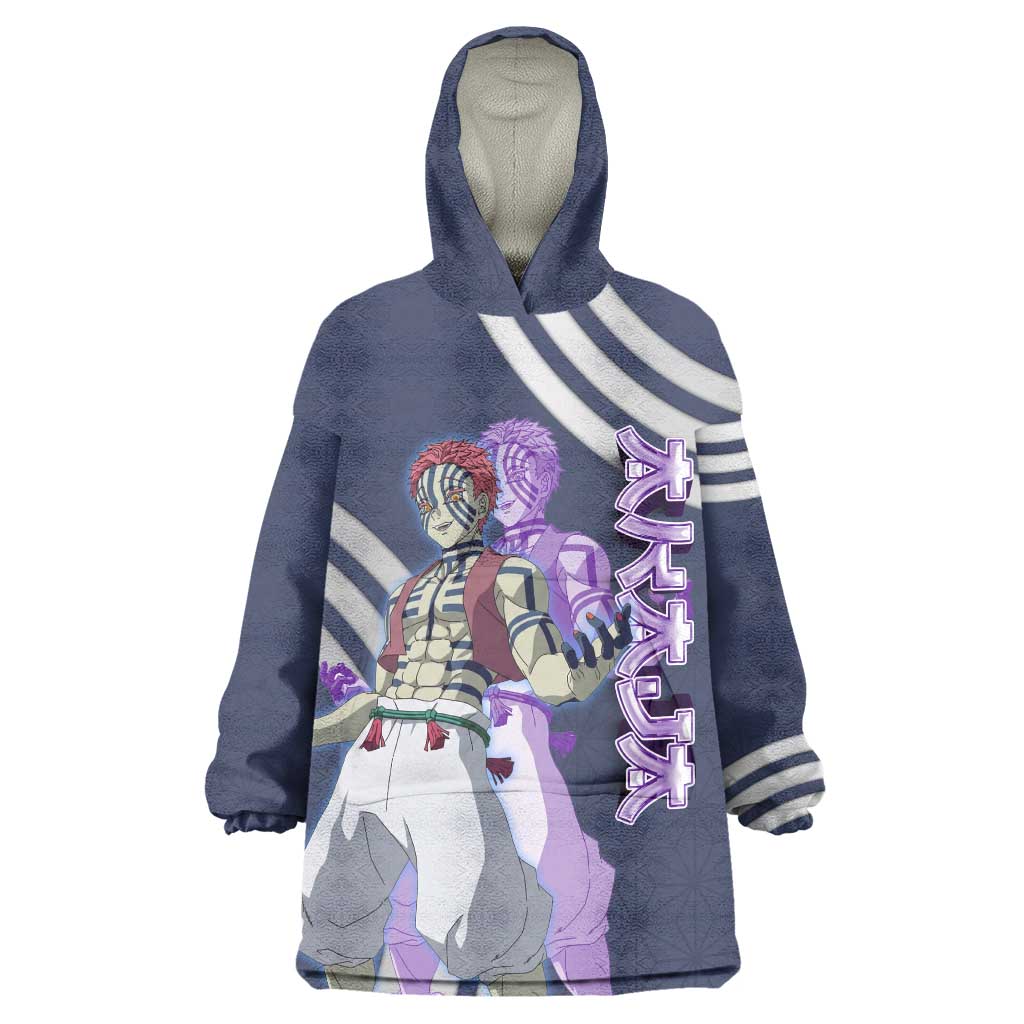 Akaza Demon Slayer Wearable Blanket Hoodie Mystic Aura Anime Ring Style