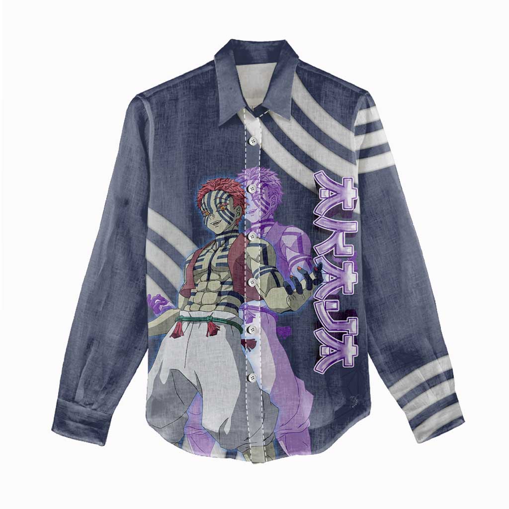 Akaza Demon Slayer Women Casual Shirt Mystic Aura Anime Ring Style
