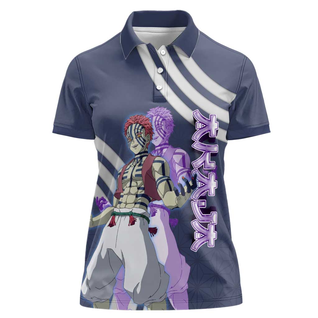 Akaza Demon Slayer Women Polo Shirt Mystic Aura Anime Ring Style