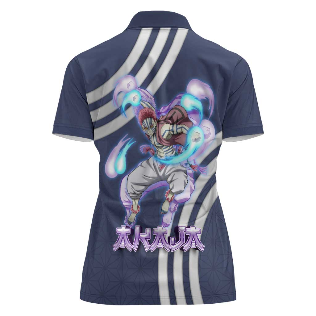 Akaza Demon Slayer Women Polo Shirt Mystic Aura Anime Ring Style