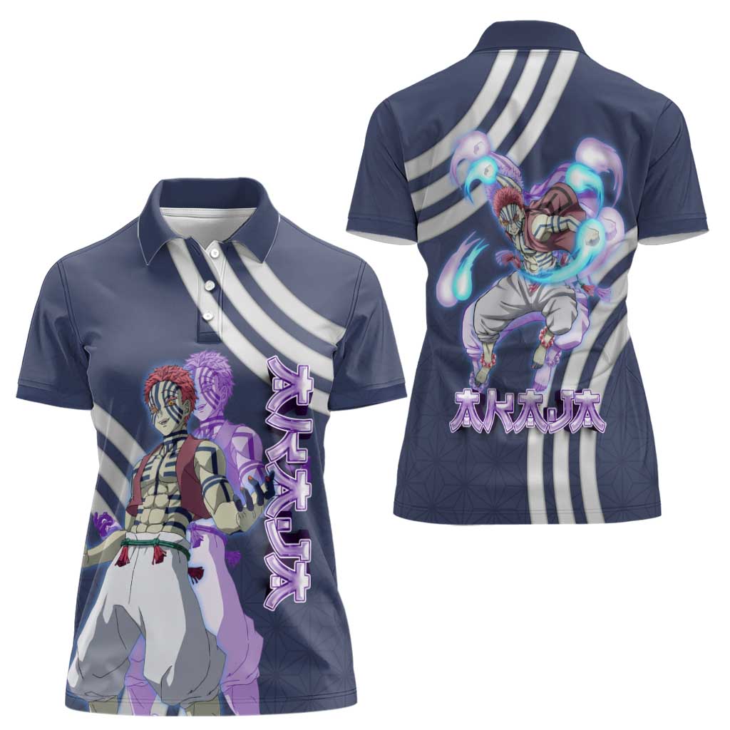 Akaza Demon Slayer Women Polo Shirt Mystic Aura Anime Ring Style