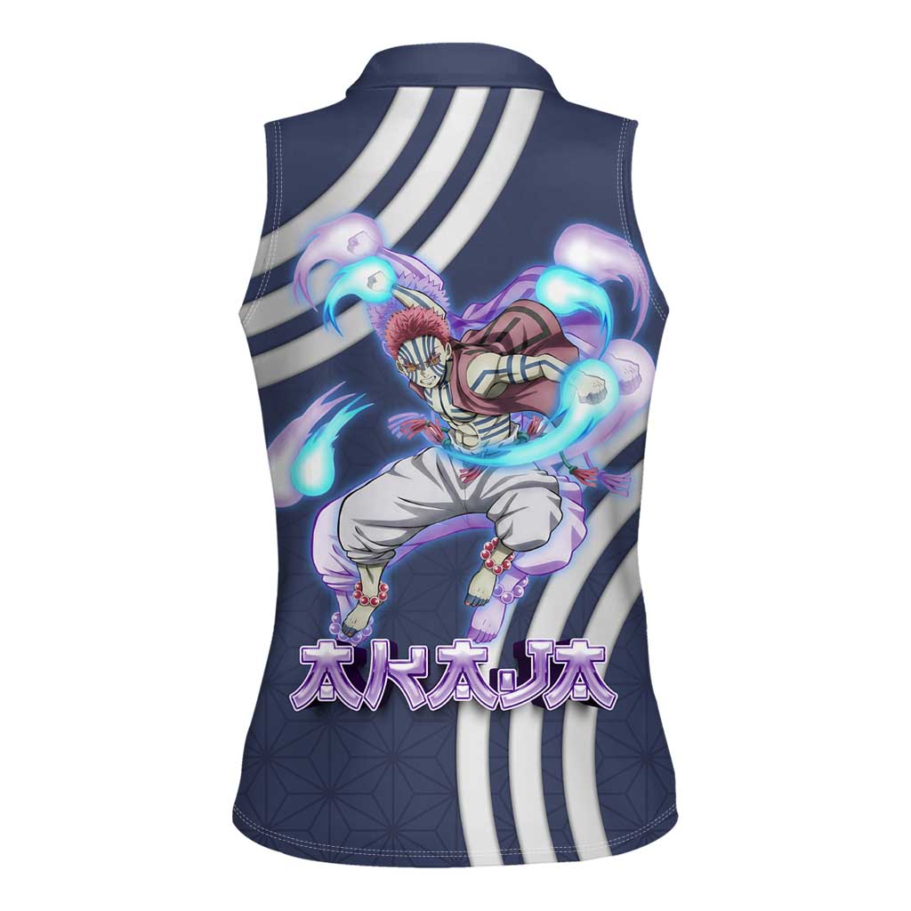 Akaza Demon Slayer Women Sleeveless Polo Shirt Mystic Aura Anime Ring Style