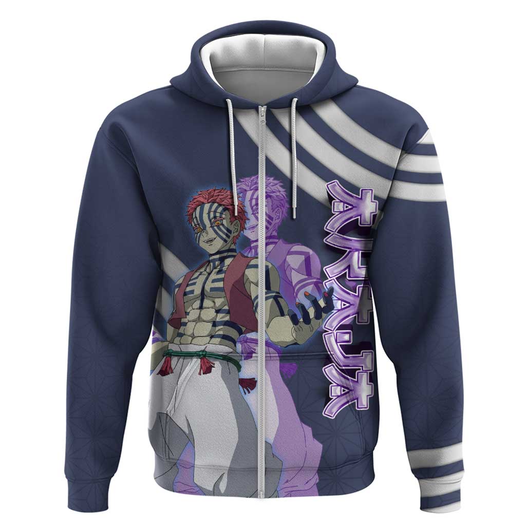 Akaza Demon Slayer Zip Hoodie Mystic Aura Anime Ring Style
