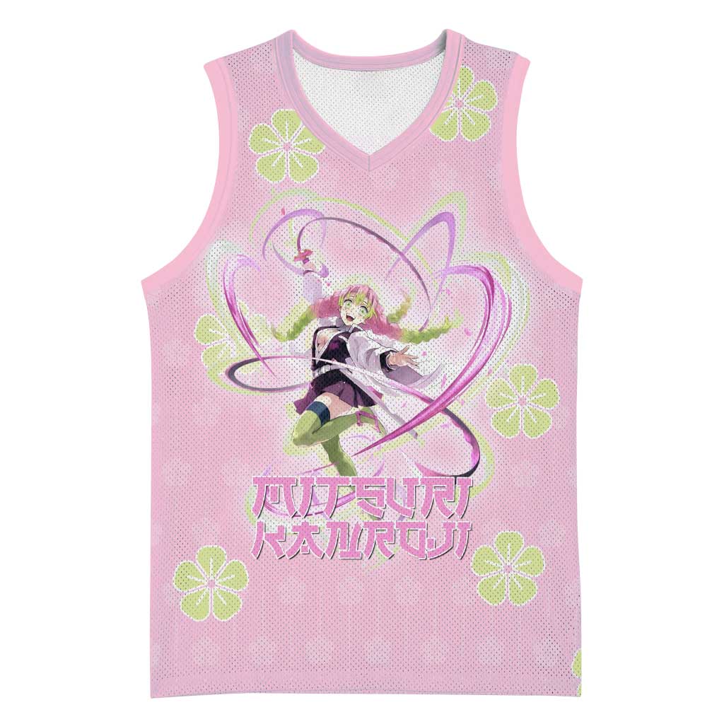Kanroji Mitsuri Demon Slayer Basketball Jersey Pastel Blossom Anime Lovecore Style