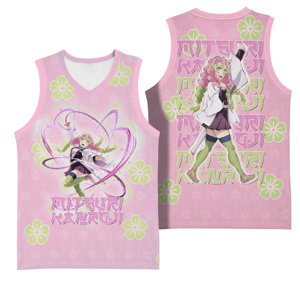Kanroji Mitsuri Demon Slayer Basketball Jersey Pastel Blossom Anime Lovecore Style