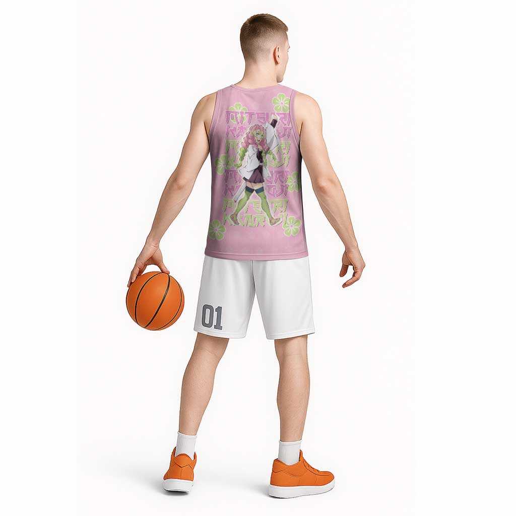 Kanroji Mitsuri Demon Slayer Basketball Jersey Pastel Blossom Anime Lovecore Style