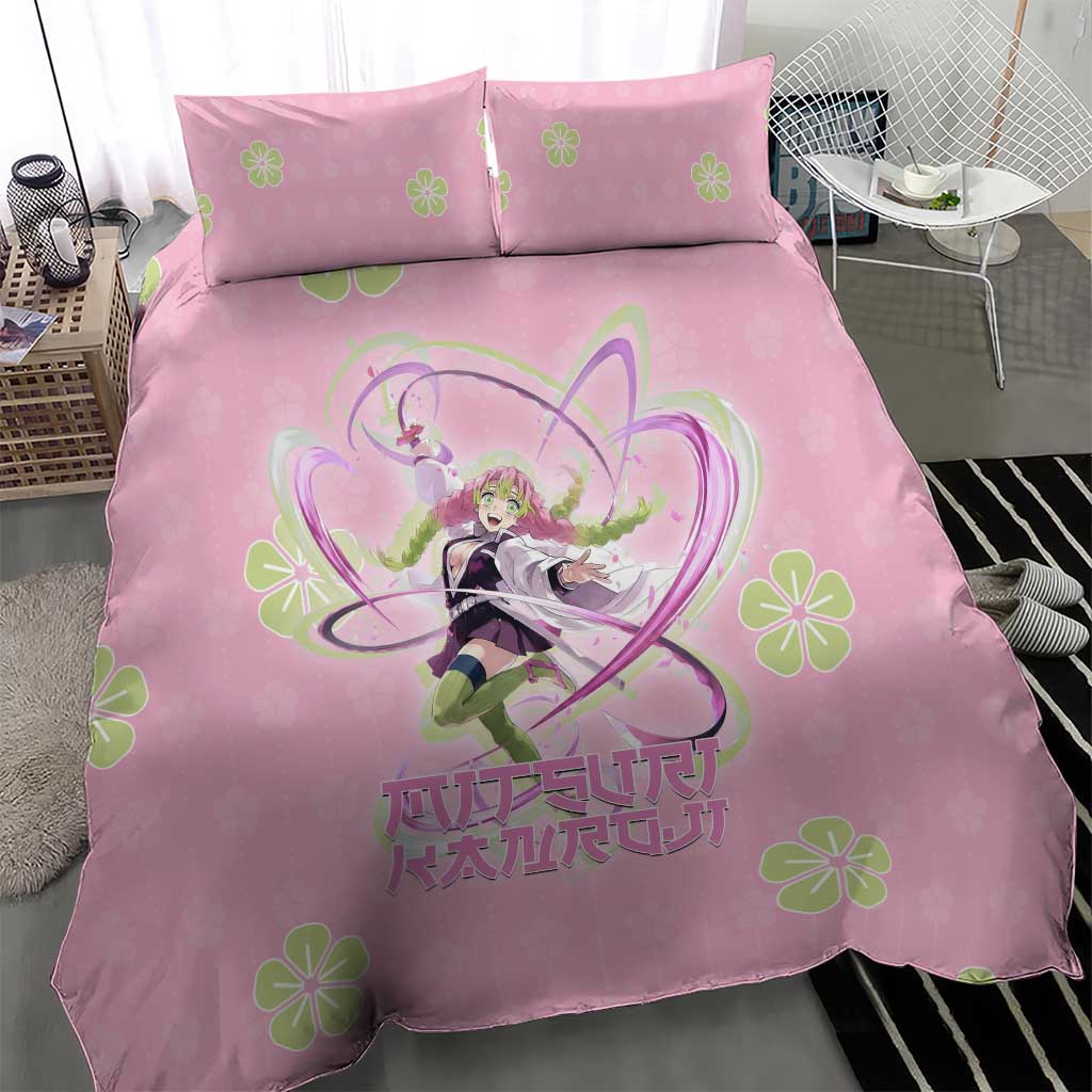 Kanroji Mitsuri Demon Slayer Bedding Set Pastel Blossom Anime Lovecore Style