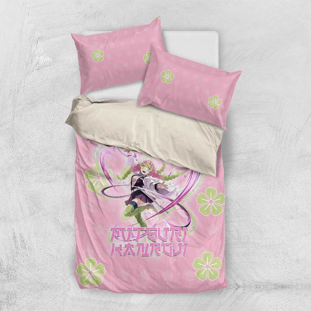 Kanroji Mitsuri Demon Slayer Bedding Set Pastel Blossom Anime Lovecore Style