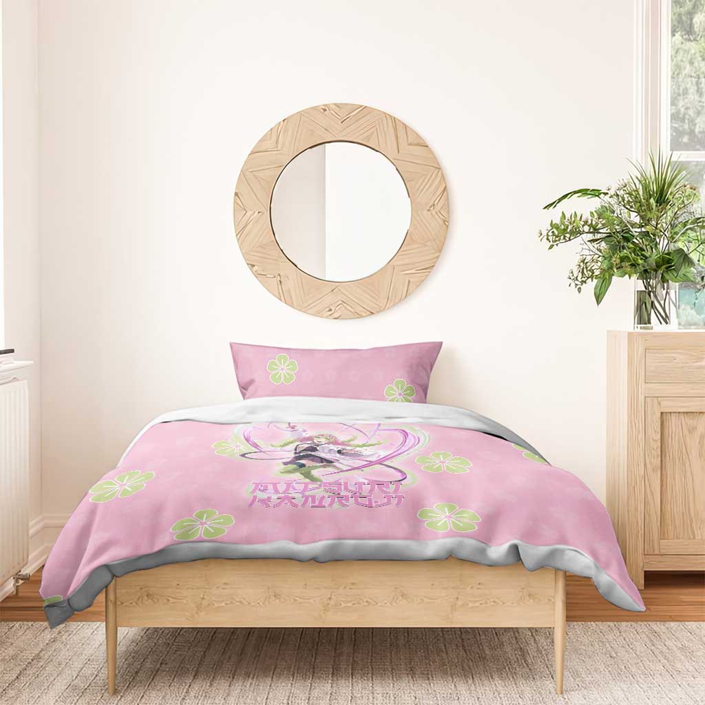 Kanroji Mitsuri Demon Slayer Bedding Set Pastel Blossom Anime Lovecore Style