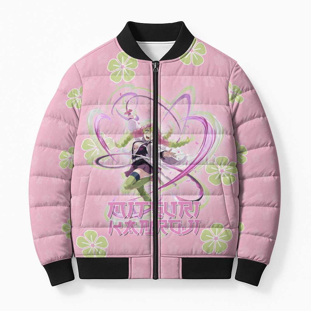 Kanroji Mitsuri Demon Slayer Bomber Puffer Jacket Pastel Blossom Anime Lovecore Style