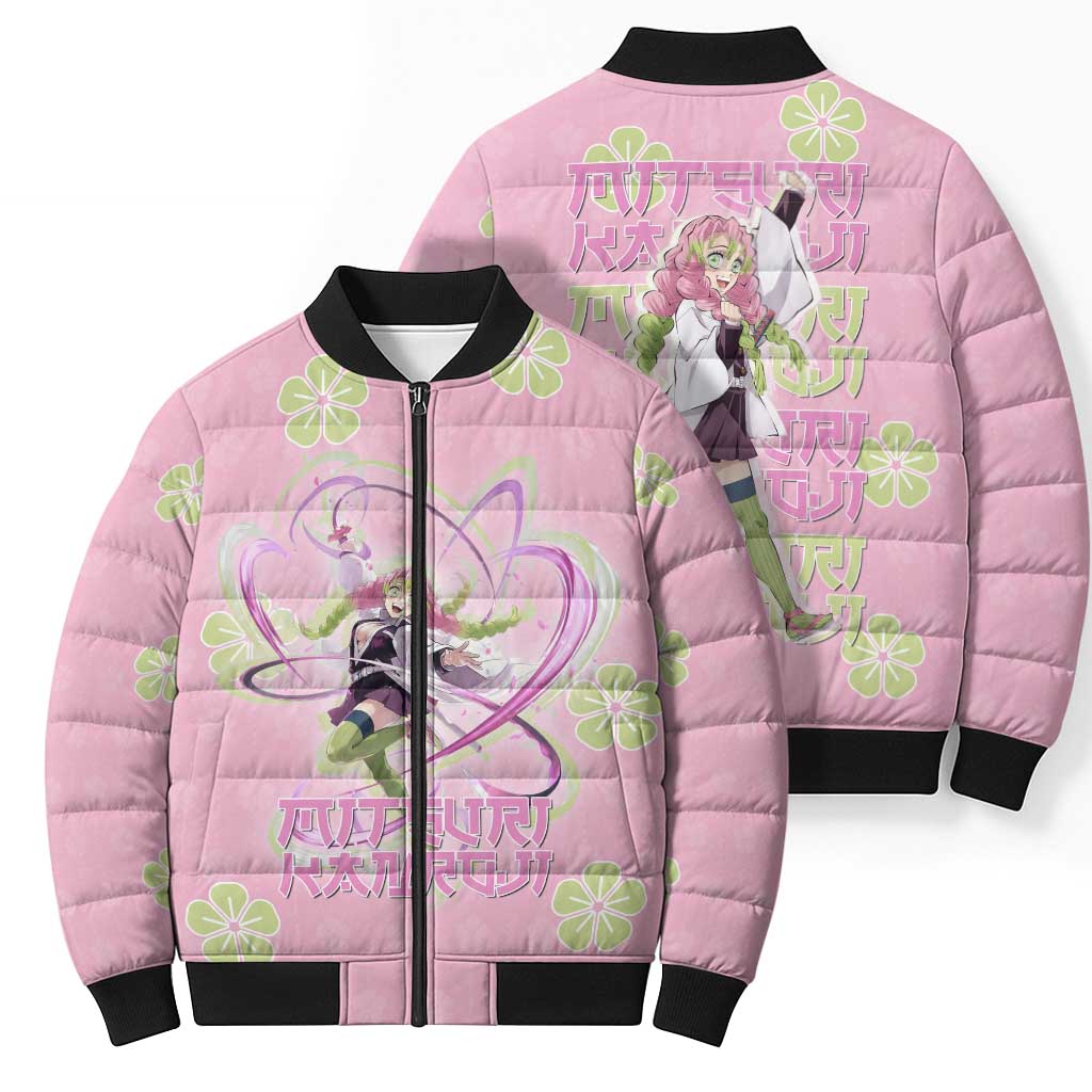 Kanroji Mitsuri Demon Slayer Bomber Puffer Jacket Pastel Blossom Anime Lovecore Style