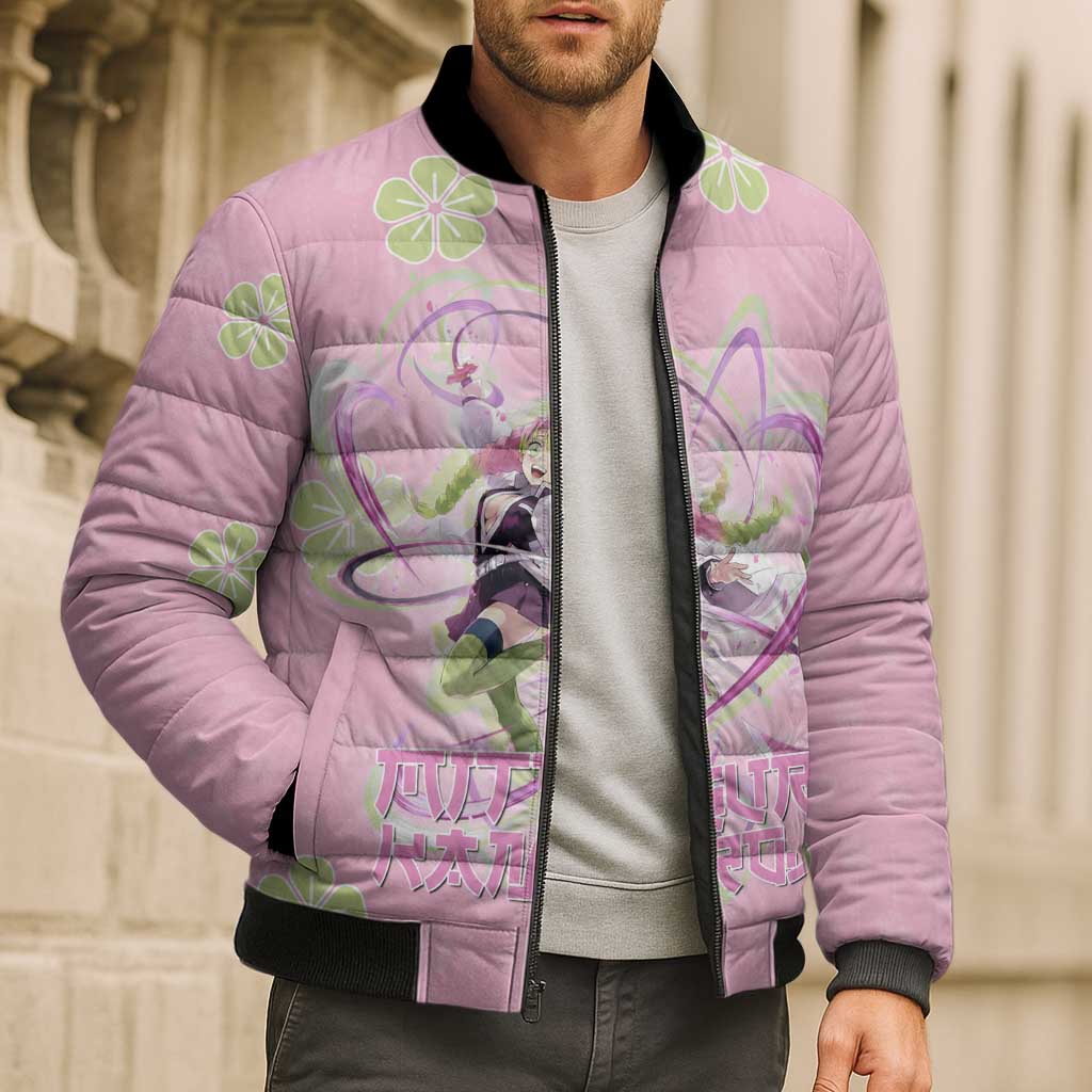 Kanroji Mitsuri Demon Slayer Bomber Puffer Jacket Pastel Blossom Anime Lovecore Style
