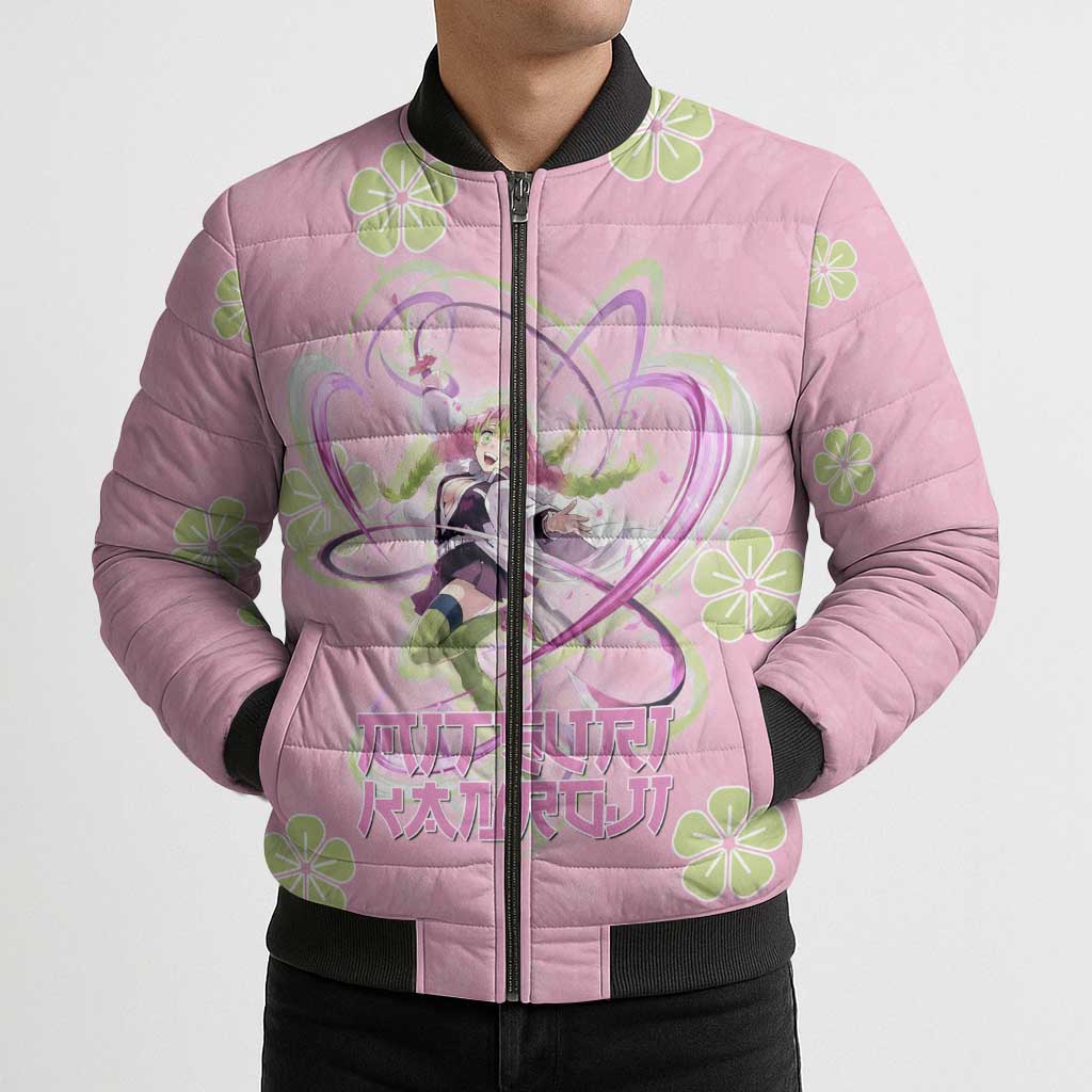 Kanroji Mitsuri Demon Slayer Bomber Puffer Jacket Pastel Blossom Anime Lovecore Style