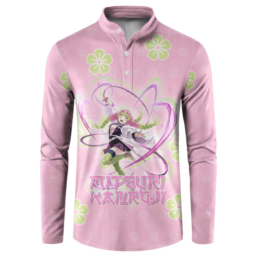Kanroji Mitsuri Demon Slayer Button Sweatshirt Pastel Blossom Anime Lovecore Style