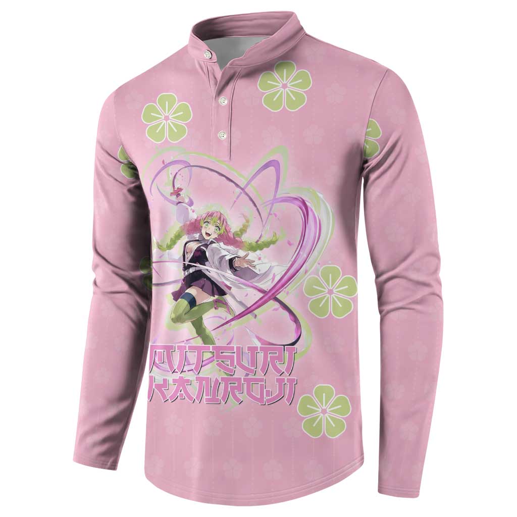 Kanroji Mitsuri Demon Slayer Button Sweatshirt Pastel Blossom Anime Lovecore Style