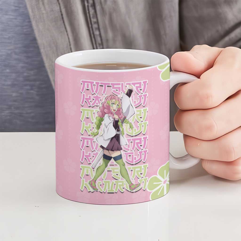 Kanroji Mitsuri Demon Slayer Ceramic Mug Pastel Blossom Anime Lovecore Style