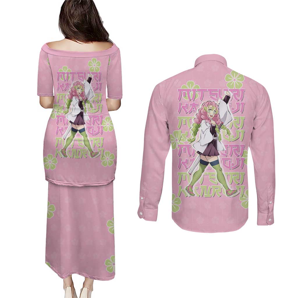 Kanroji Mitsuri Demon Slayer Couples Matching Puletasi and Long Sleeve Button Shirt Pastel Blossom Anime Lovecore Style