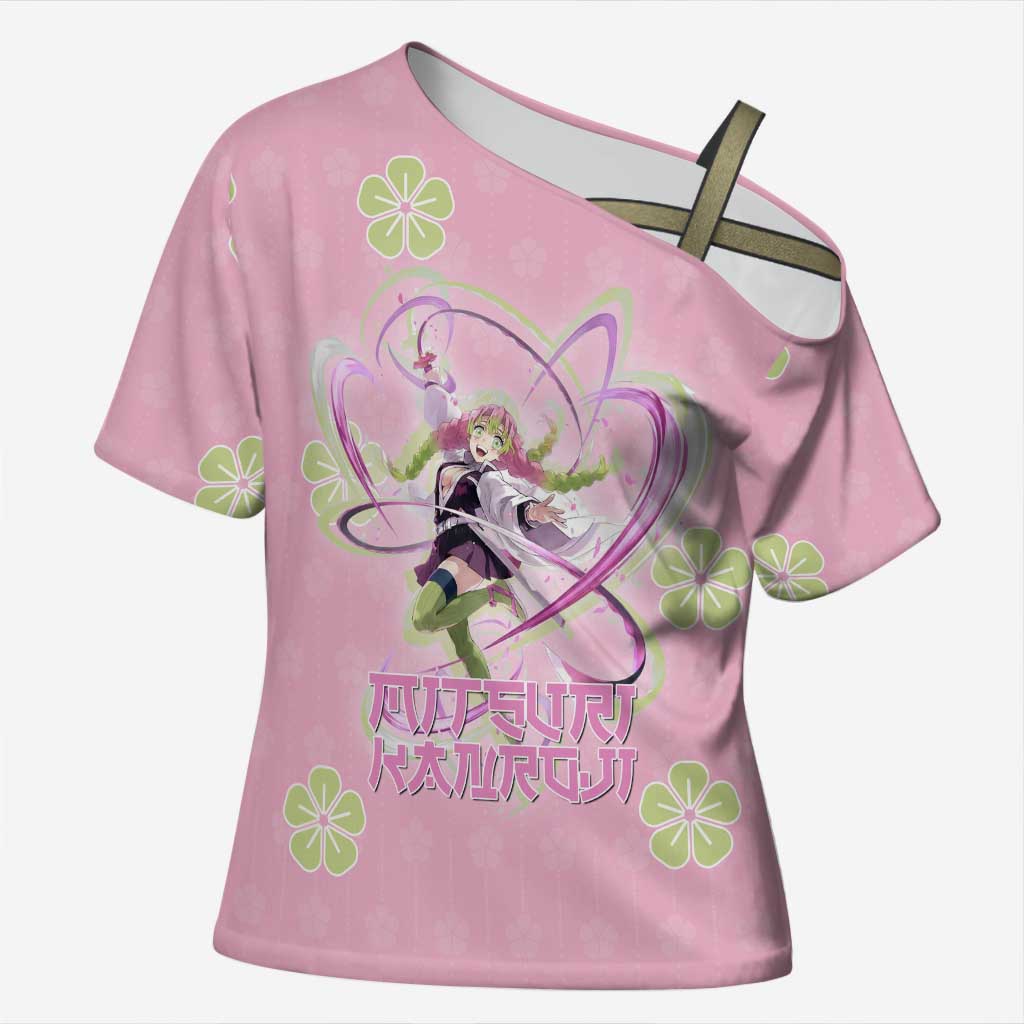 Kanroji Mitsuri Demon Slayer Cross Shoulder Shirt Pastel Blossom Anime Lovecore Style