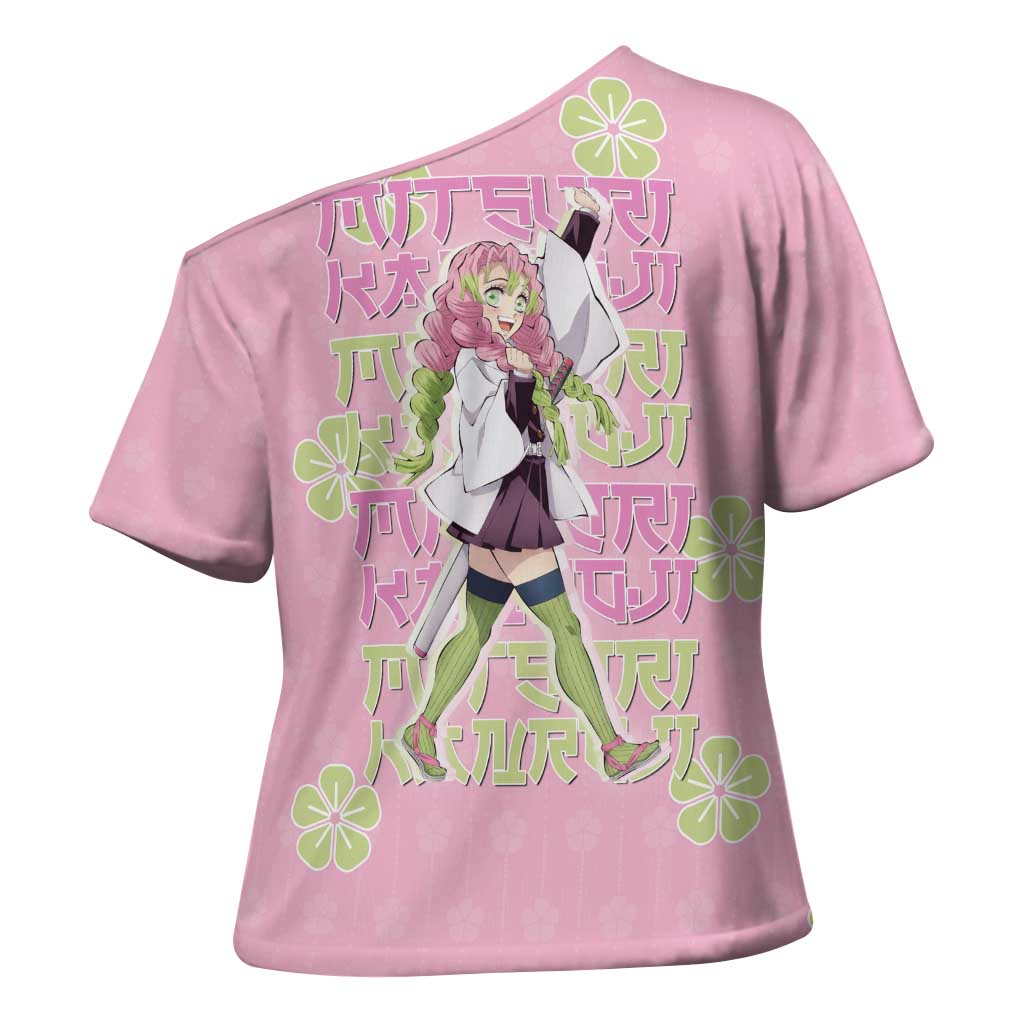 Kanroji Mitsuri Demon Slayer Cross Shoulder Shirt Pastel Blossom Anime Lovecore Style