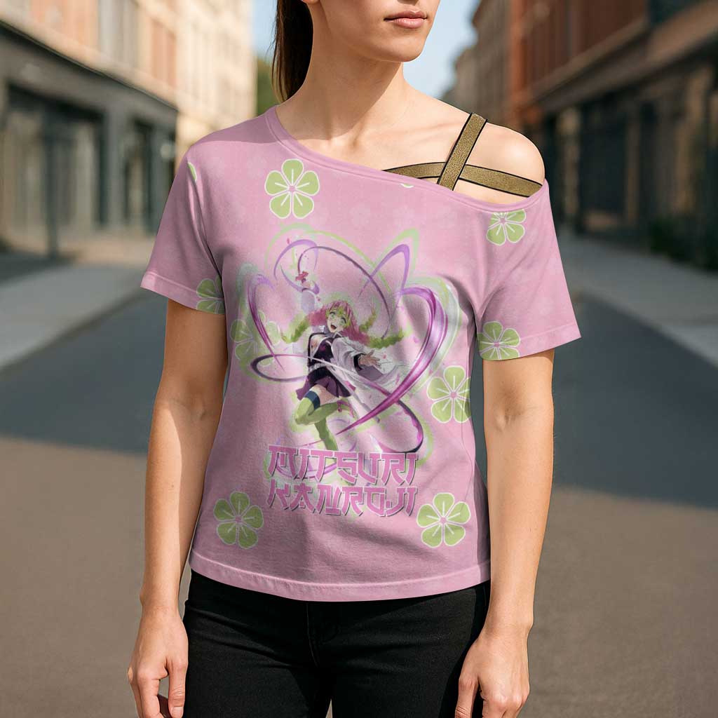 Kanroji Mitsuri Demon Slayer Cross Shoulder Shirt Pastel Blossom Anime Lovecore Style