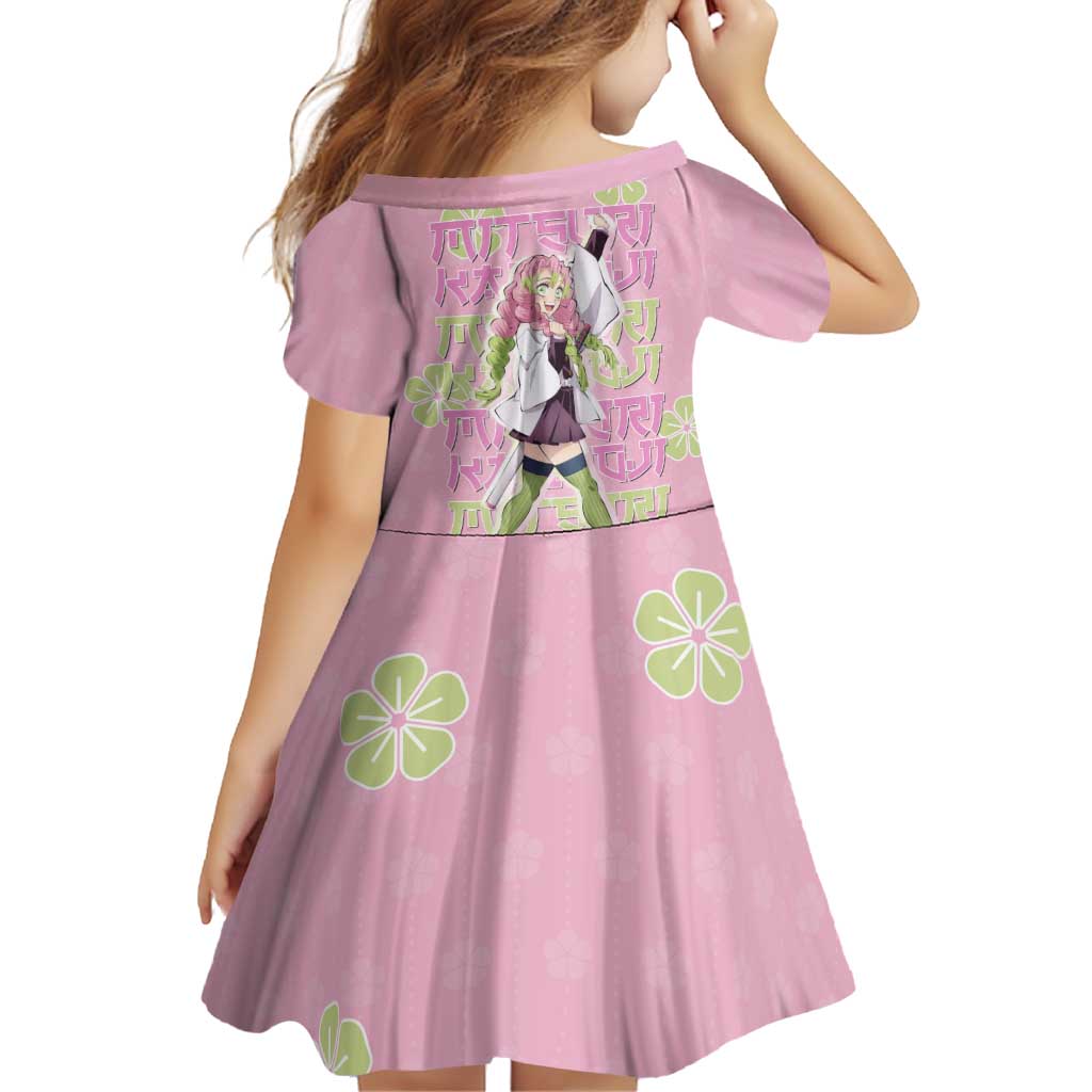 Kanroji Mitsuri Demon Slayer Family Matching Off Shoulder Maxi Dress and Hawaiian Shirt Pastel Blossom Anime Lovecore Style
