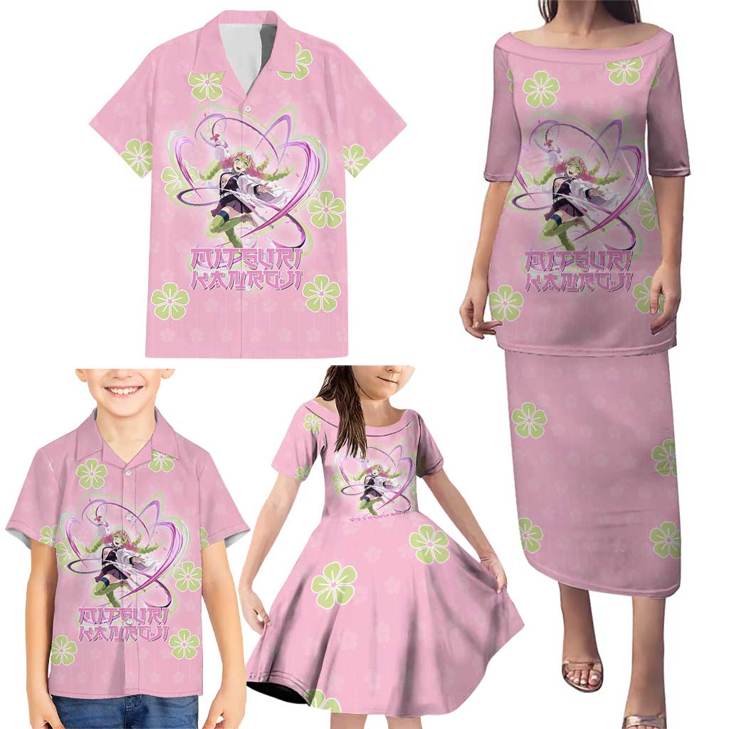 Kanroji Mitsuri Demon Slayer Family Matching Puletasi and Hawaiian Shirt Pastel Blossom Anime Lovecore Style