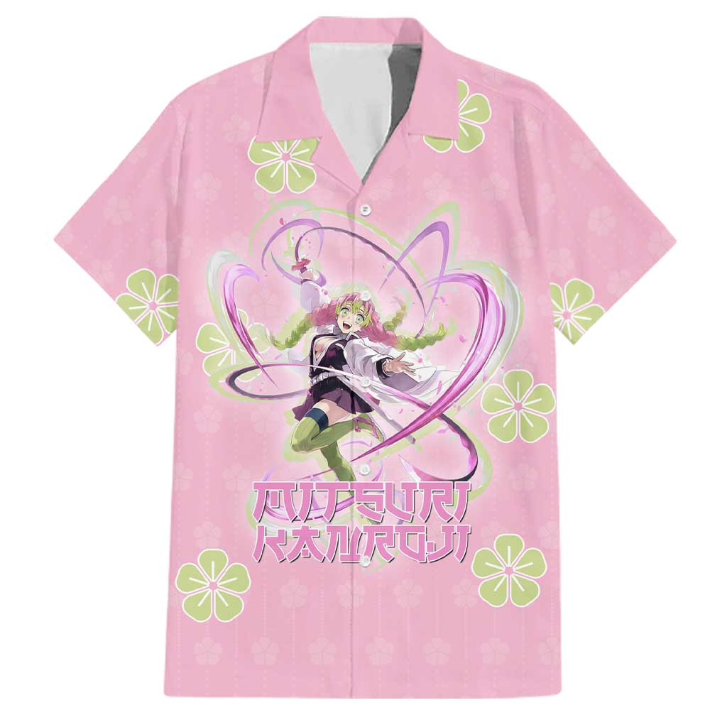 Kanroji Mitsuri Demon Slayer Family Matching Puletasi and Hawaiian Shirt Pastel Blossom Anime Lovecore Style