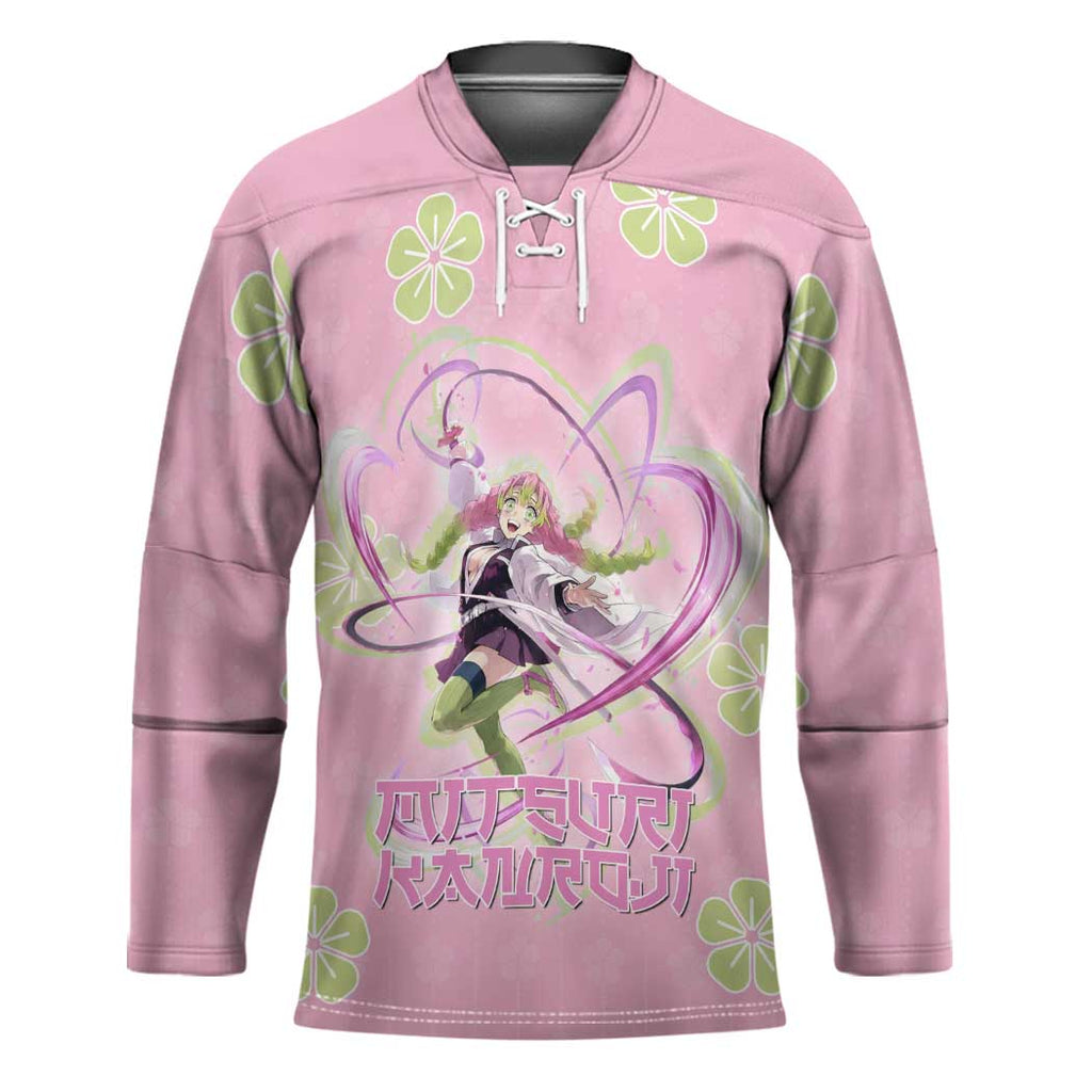 Kanroji Mitsuri Demon Slayer Hockey Jersey Pastel Blossom Anime Lovecore Style