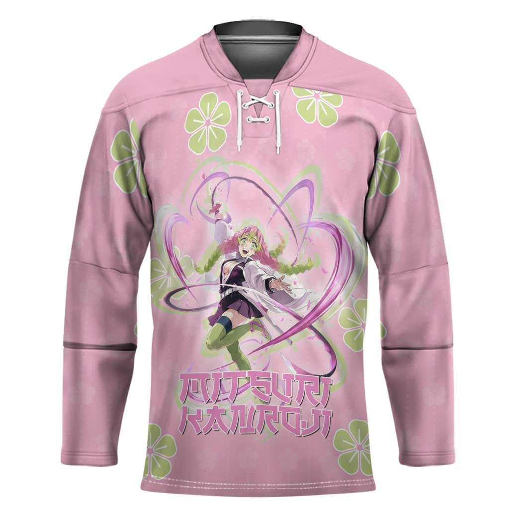 Kanroji Mitsuri Demon Slayer Hockey Jersey Pastel Blossom Anime Lovecore Style