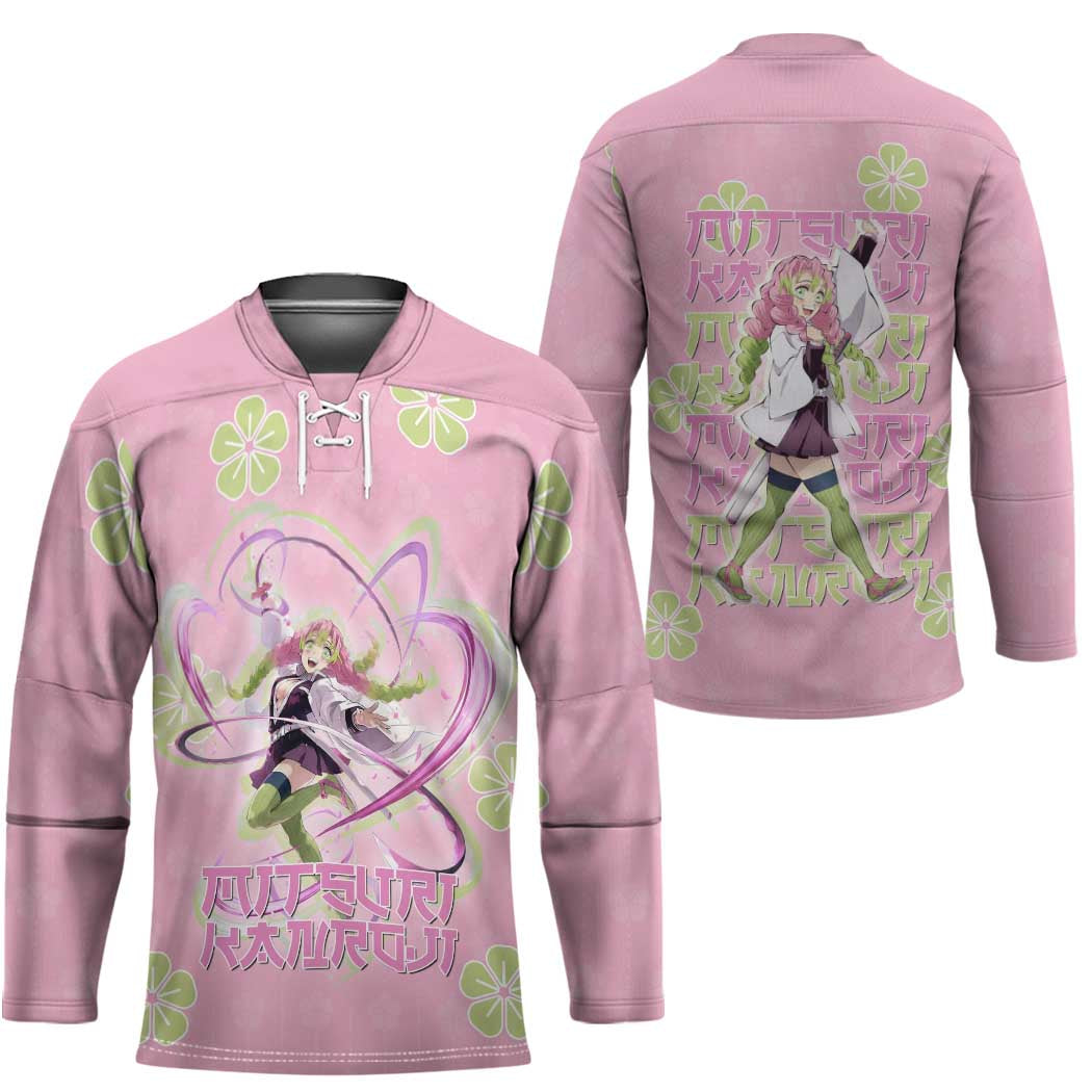 Kanroji Mitsuri Demon Slayer Hockey Jersey Pastel Blossom Anime Lovecore Style