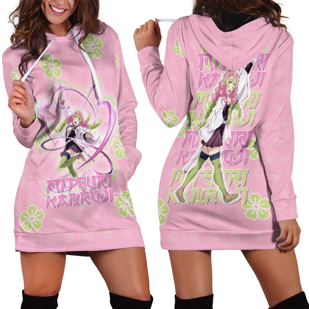 Kanroji Mitsuri Demon Slayer Hoodie Dress Pastel Blossom Anime Lovecore Style