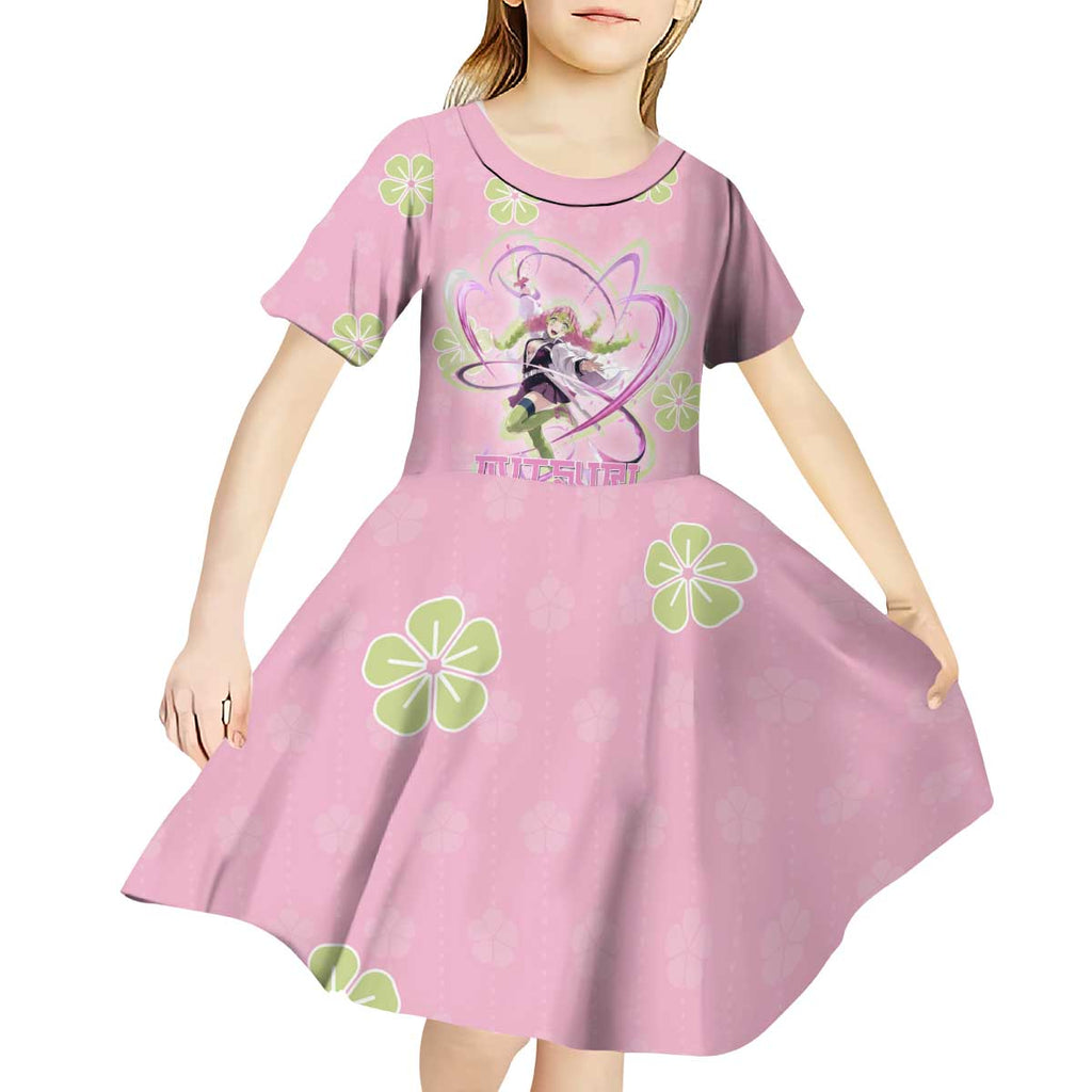 Kanroji Mitsuri Demon Slayer Kid Short Sleeve Dress Pastel Blossom Anime Lovecore Style