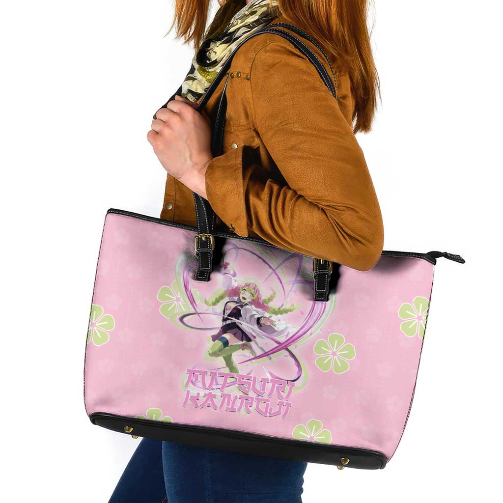 Kanroji Mitsuri Demon Slayer Leather Tote Bag Pastel Blossom Anime Lovecore Style