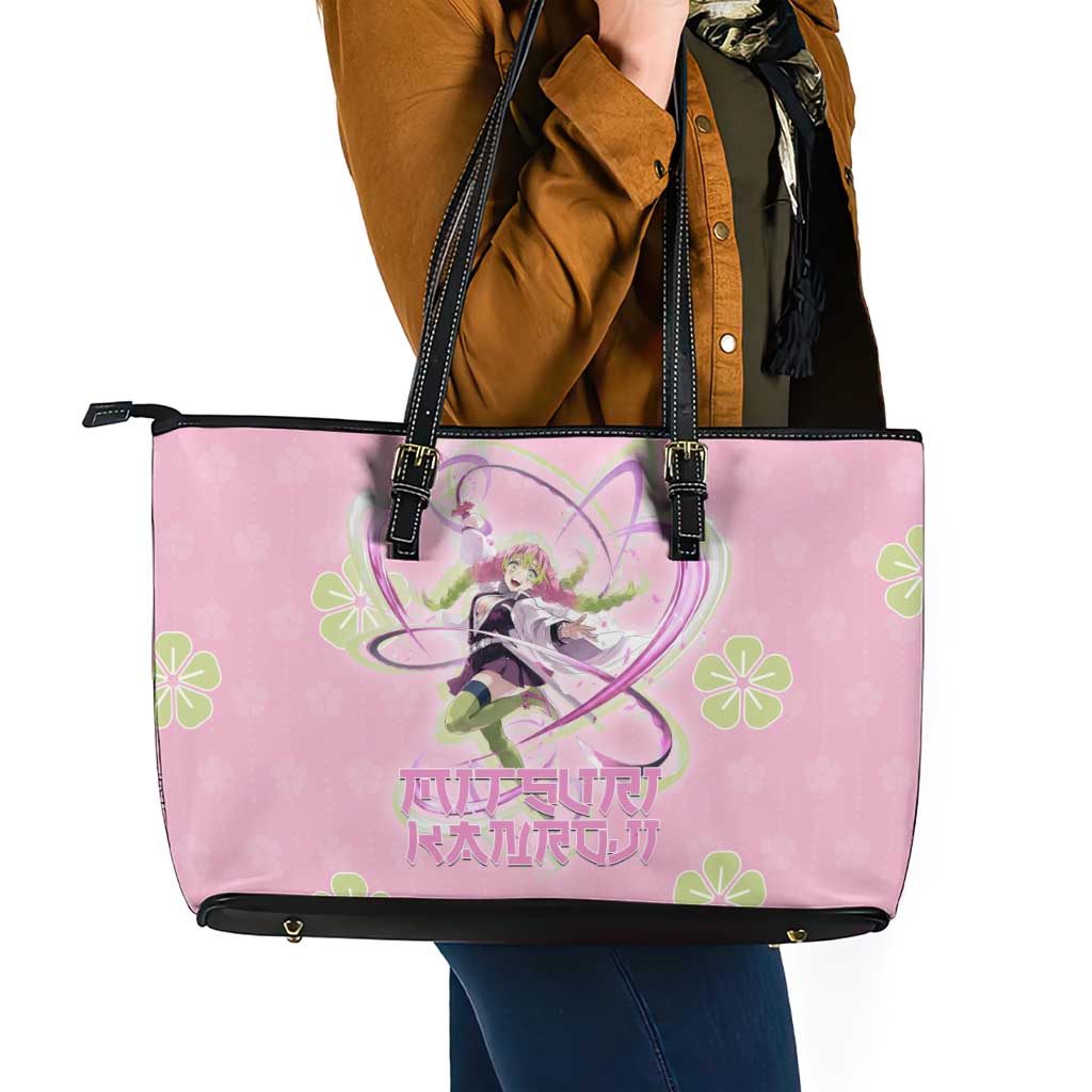 Kanroji Mitsuri Demon Slayer Leather Tote Bag Pastel Blossom Anime Lovecore Style