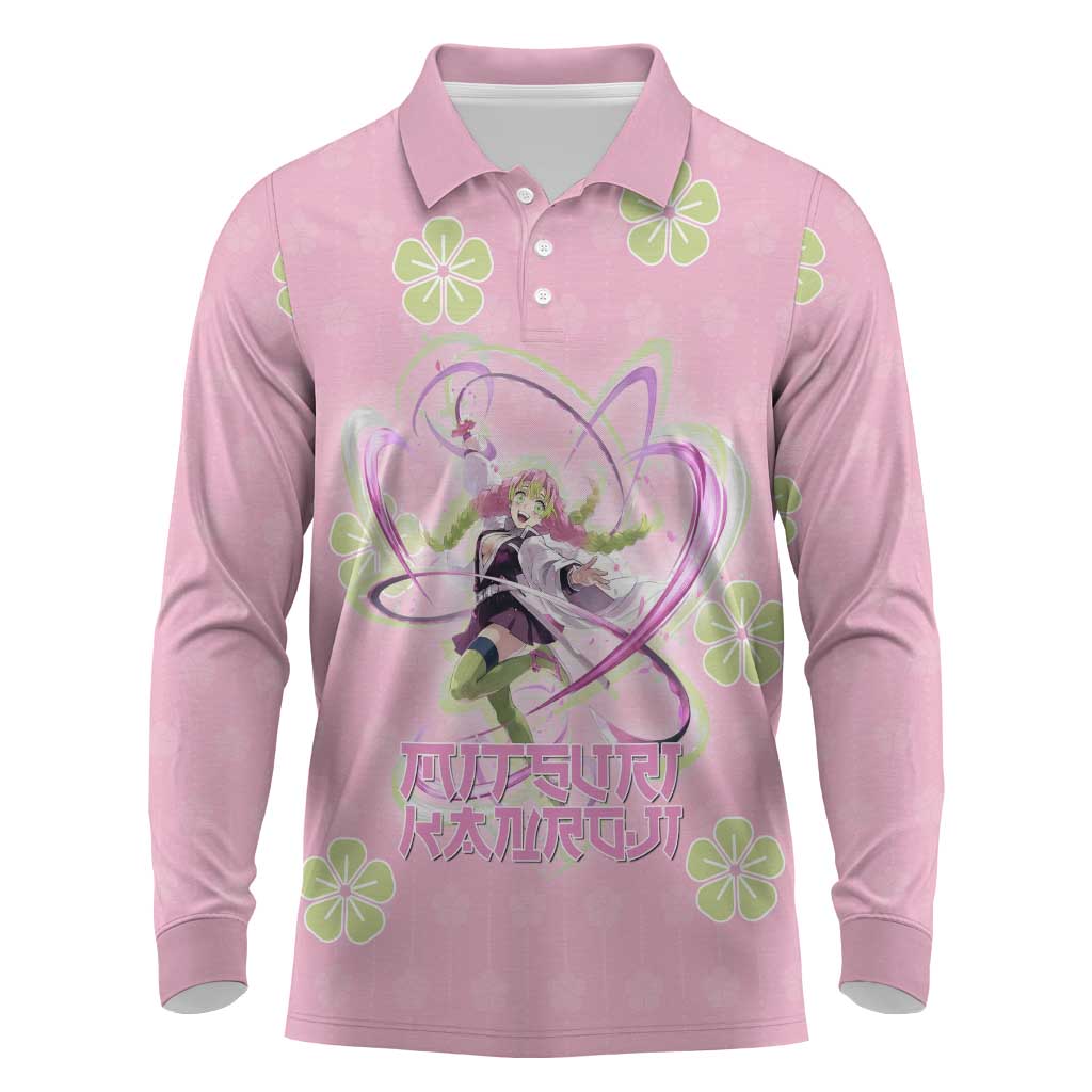 Kanroji Mitsuri Demon Slayer Long Sleeve Polo Shirt Pastel Blossom Anime Lovecore Style