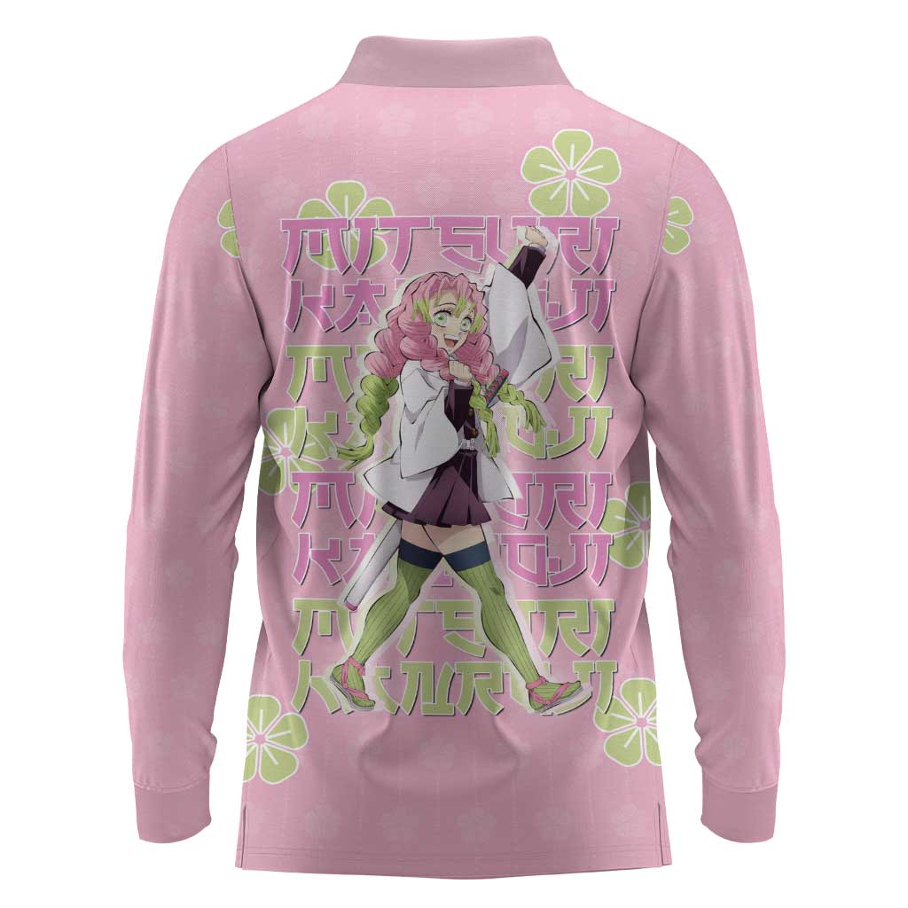 Kanroji Mitsuri Demon Slayer Long Sleeve Polo Shirt Pastel Blossom Anime Lovecore Style