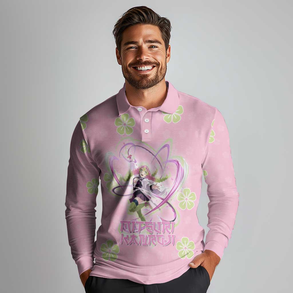 Kanroji Mitsuri Demon Slayer Long Sleeve Polo Shirt Pastel Blossom Anime Lovecore Style