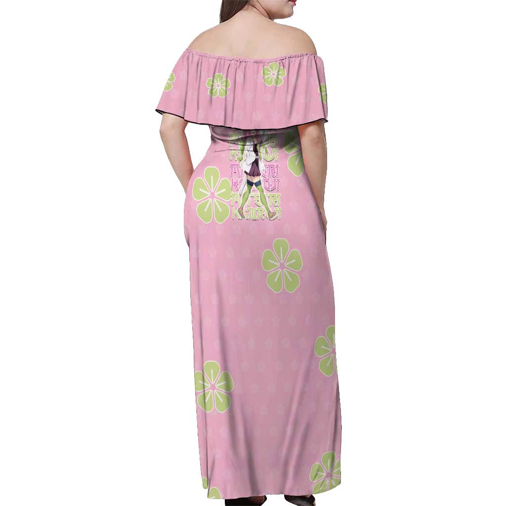 Kanroji Mitsuri Demon Slayer Off Shoulder Maxi Dress Pastel Blossom Anime Lovecore Style