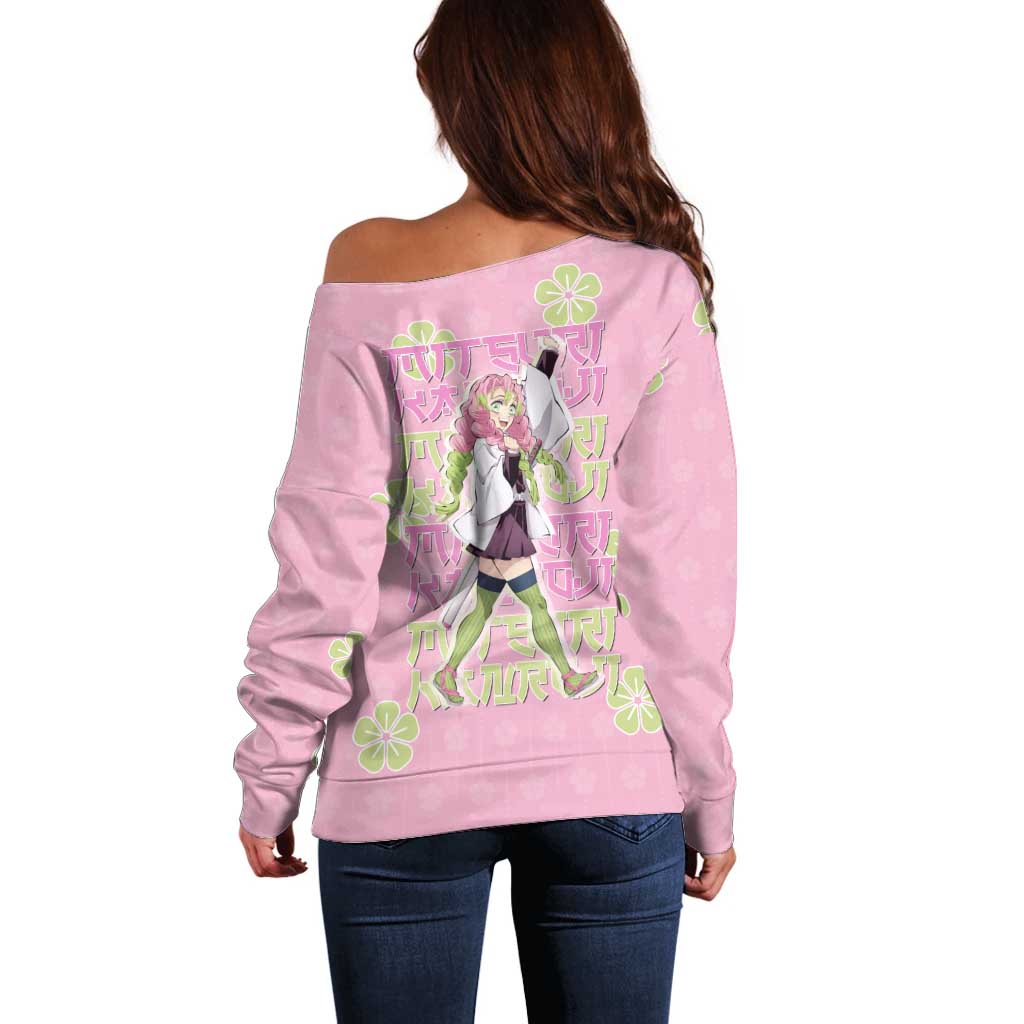Kanroji Mitsuri Demon Slayer Off Shoulder Sweater Pastel Blossom Anime Lovecore Style