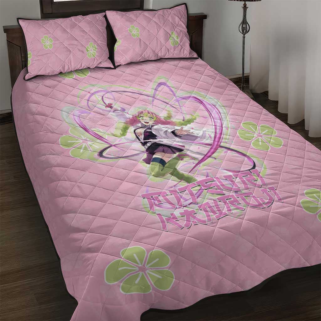 Kanroji Mitsuri Demon Slayer Quilt Bed Set Pastel Blossom Anime Lovecore Style
