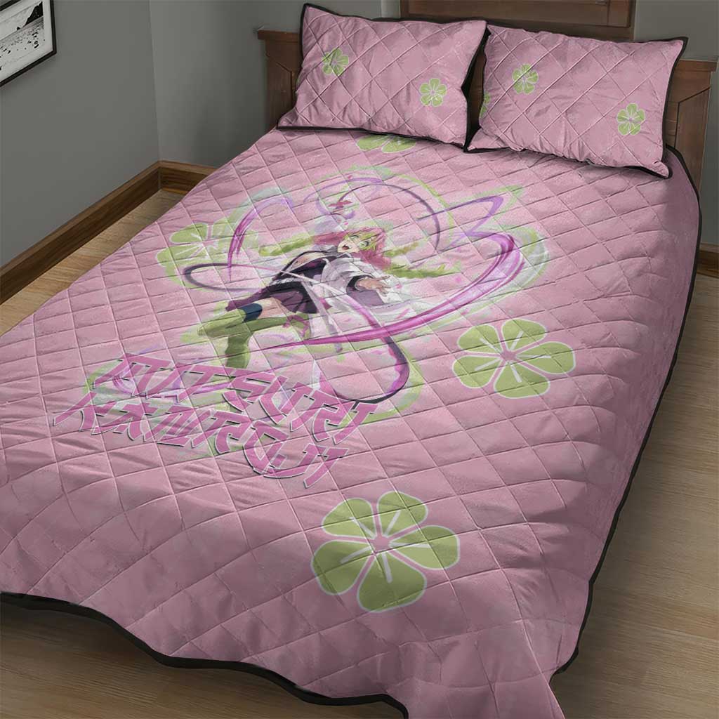 Kanroji Mitsuri Demon Slayer Quilt Bed Set Pastel Blossom Anime Lovecore Style
