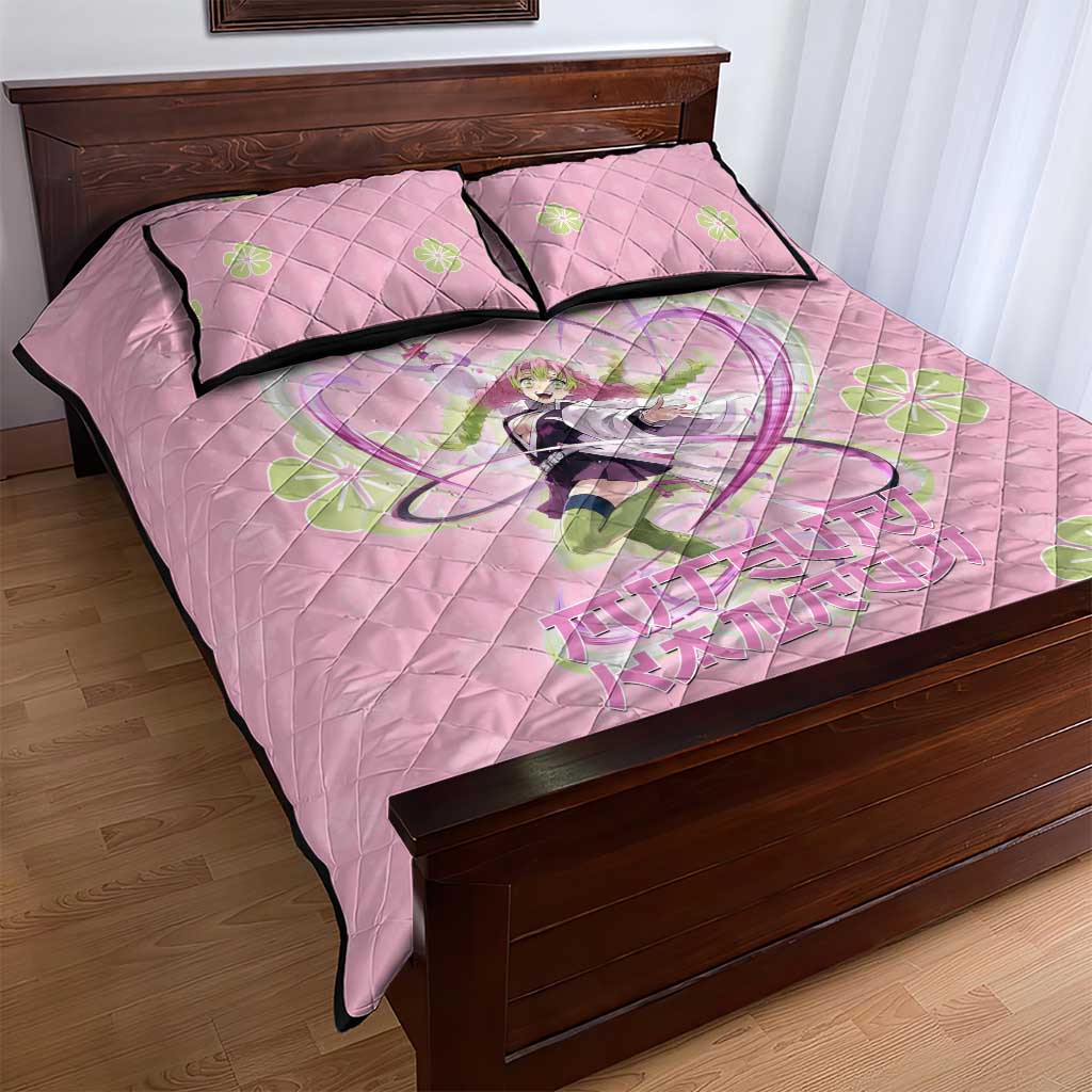 Kanroji Mitsuri Demon Slayer Quilt Bed Set Pastel Blossom Anime Lovecore Style