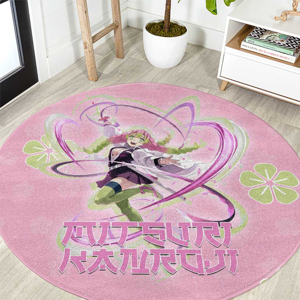 Kanroji Mitsuri Demon Slayer Round Carpet Pastel Blossom Anime Lovecore Style