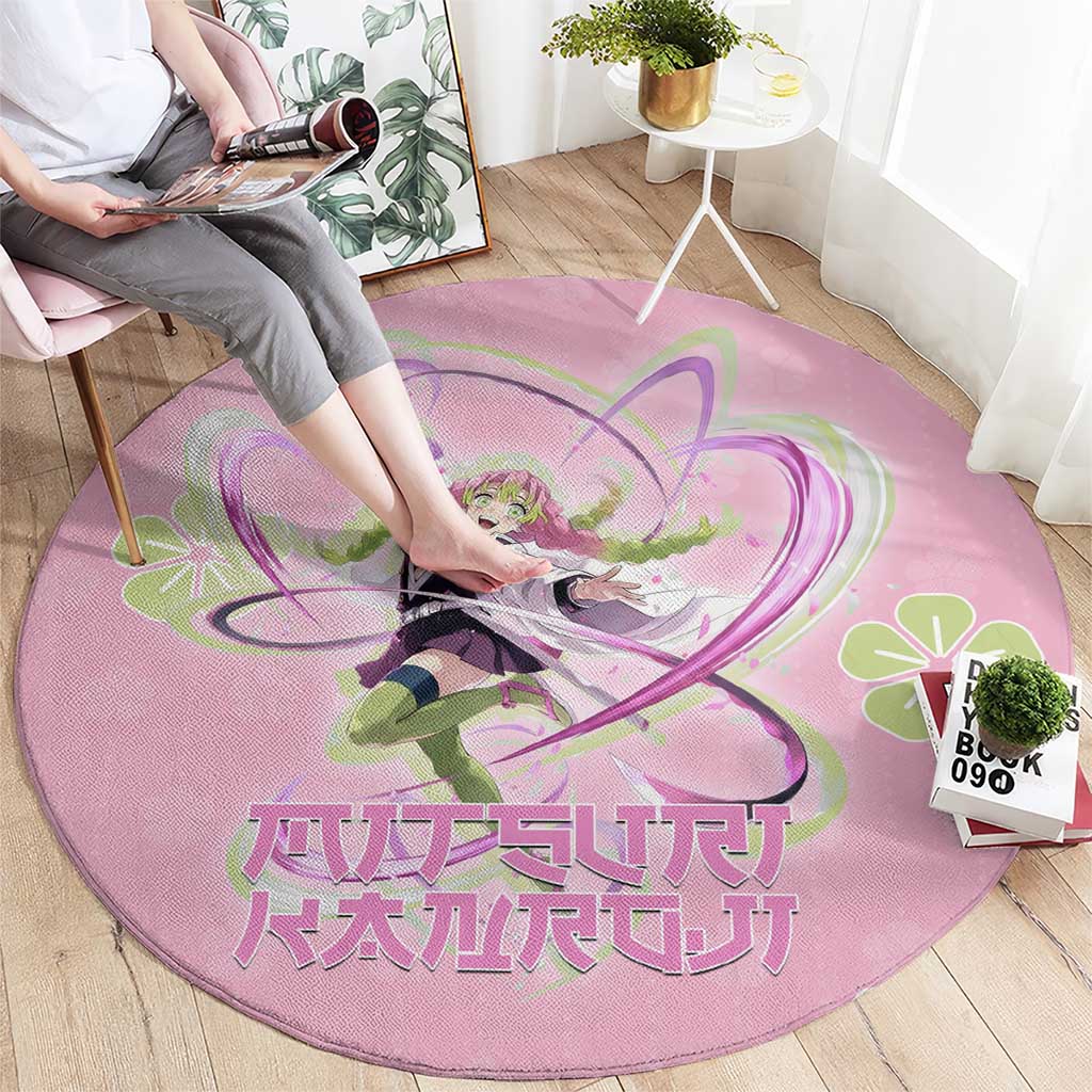 Kanroji Mitsuri Demon Slayer Round Carpet Pastel Blossom Anime Lovecore Style