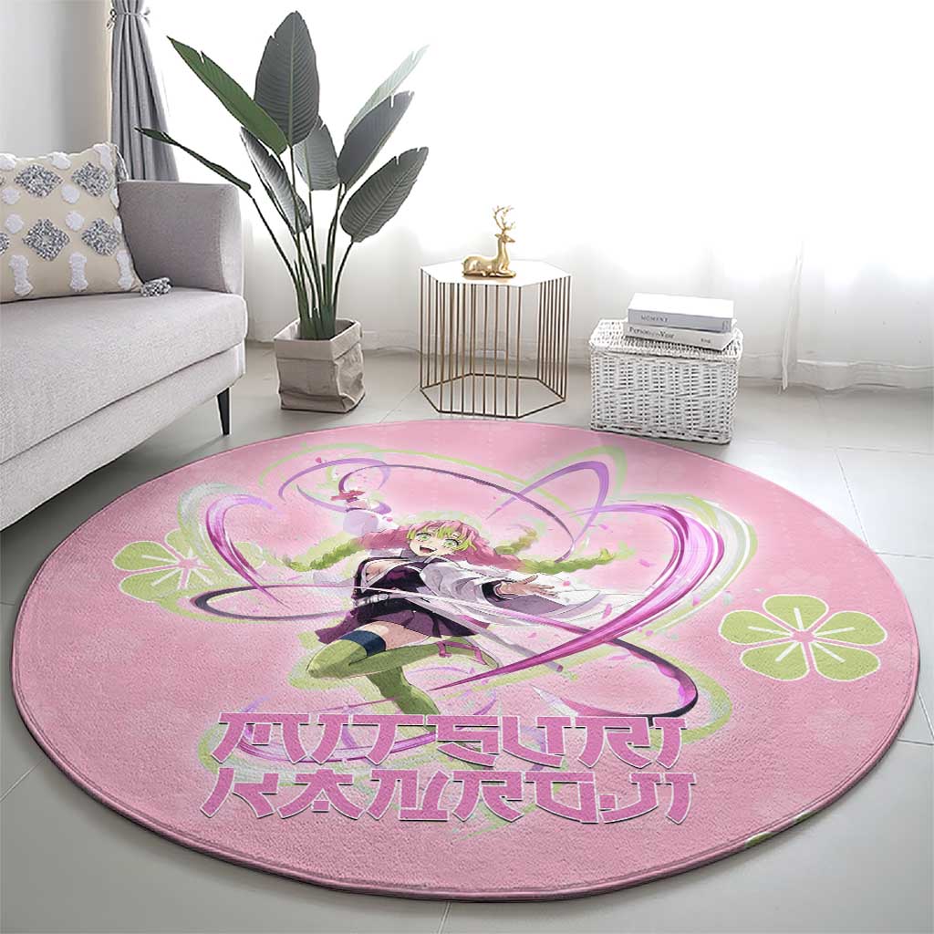Kanroji Mitsuri Demon Slayer Round Carpet Pastel Blossom Anime Lovecore Style
