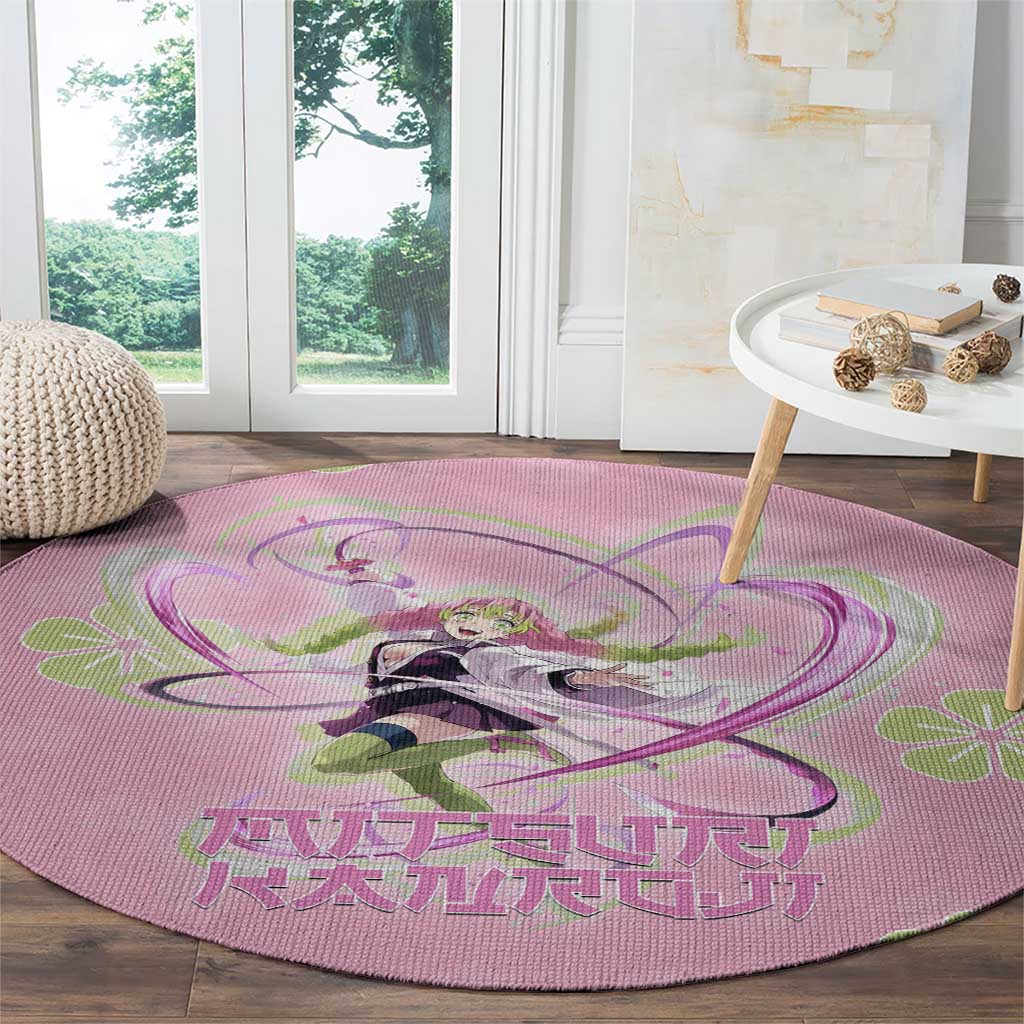 Kanroji Mitsuri Demon Slayer Round Carpet Pastel Blossom Anime Lovecore Style