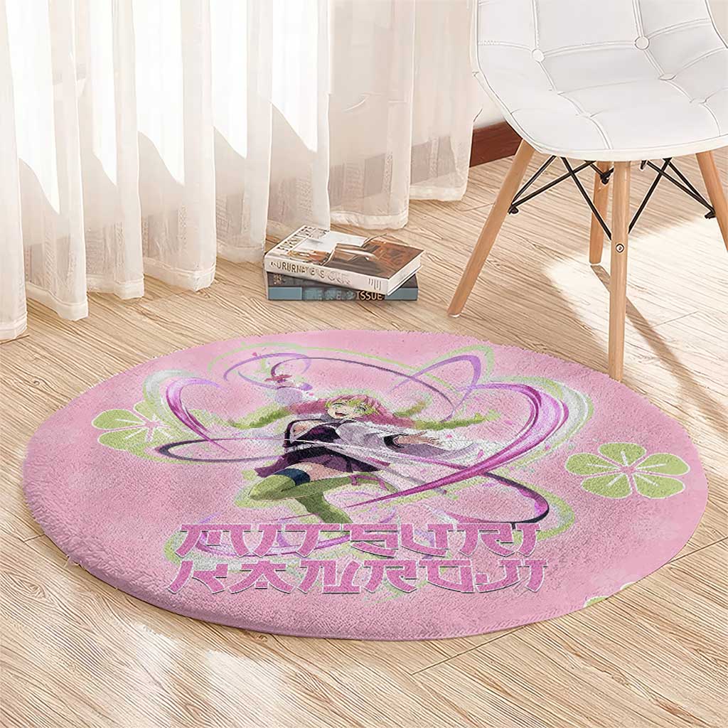 Kanroji Mitsuri Demon Slayer Round Carpet Pastel Blossom Anime Lovecore Style
