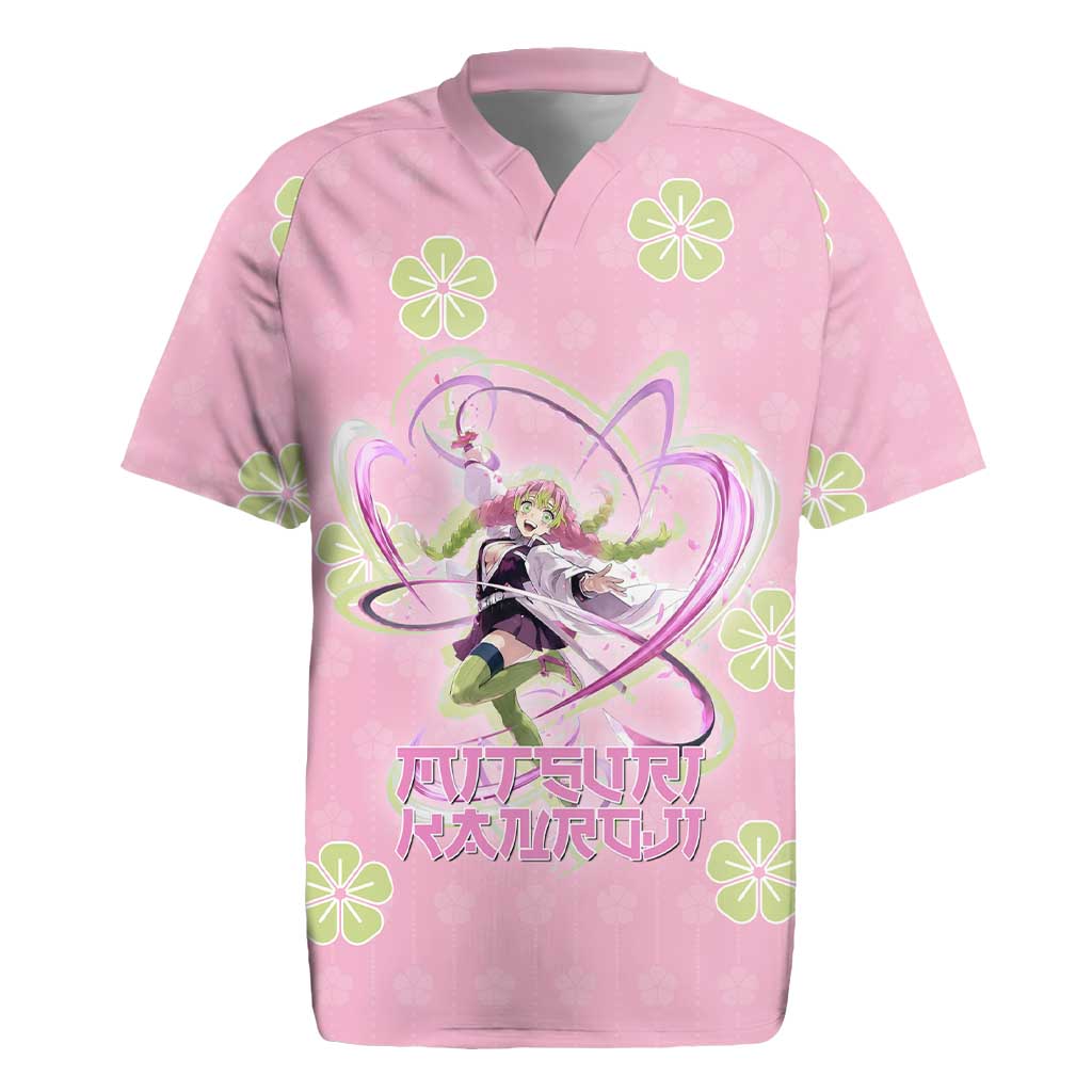 Kanroji Mitsuri Demon Slayer Rugby Jersey Pastel Blossom Anime Lovecore Style