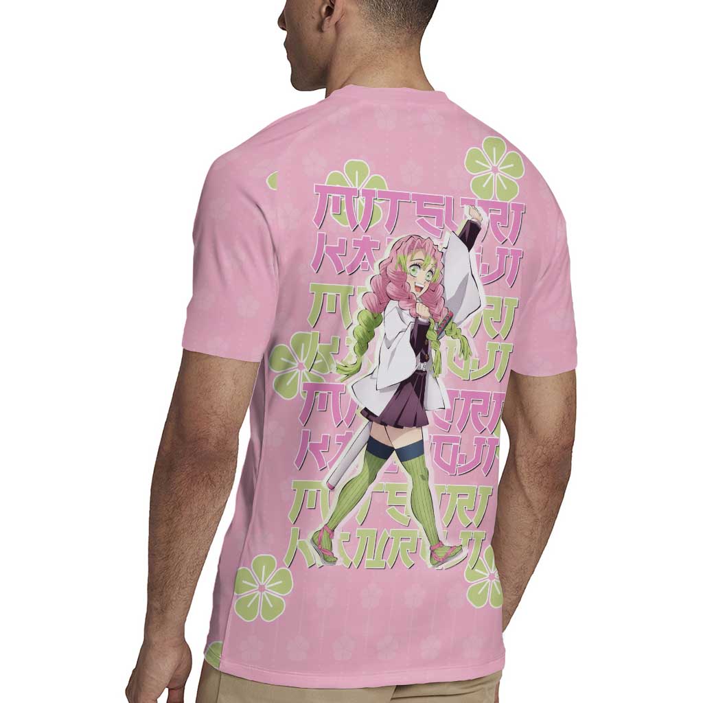 Kanroji Mitsuri Demon Slayer Rugby Jersey Pastel Blossom Anime Lovecore Style